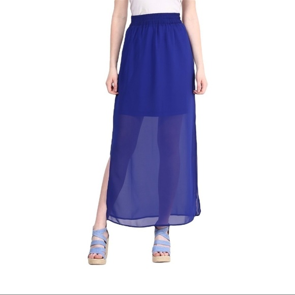 Divided Dresses & Skirts - Women’s H & M Blue Double Layer Mesh Maxi Skirt, 12